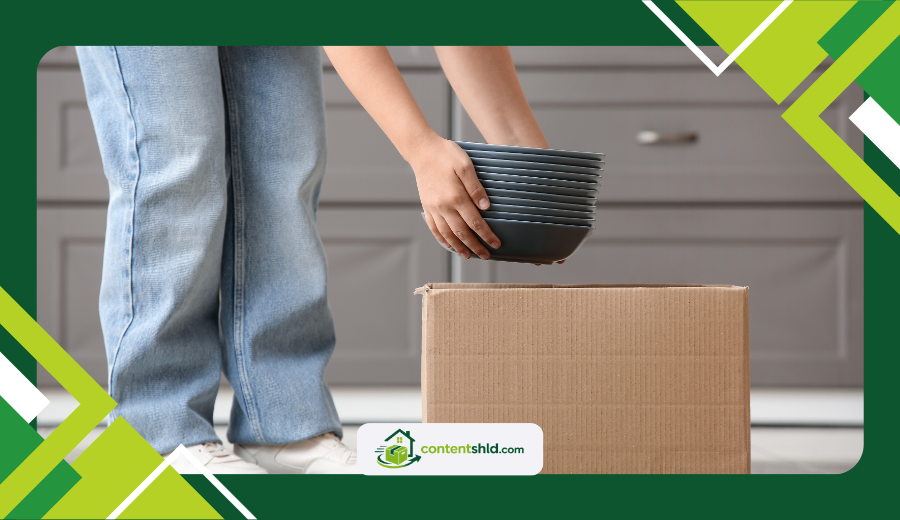 pack kitchen dishes for moving